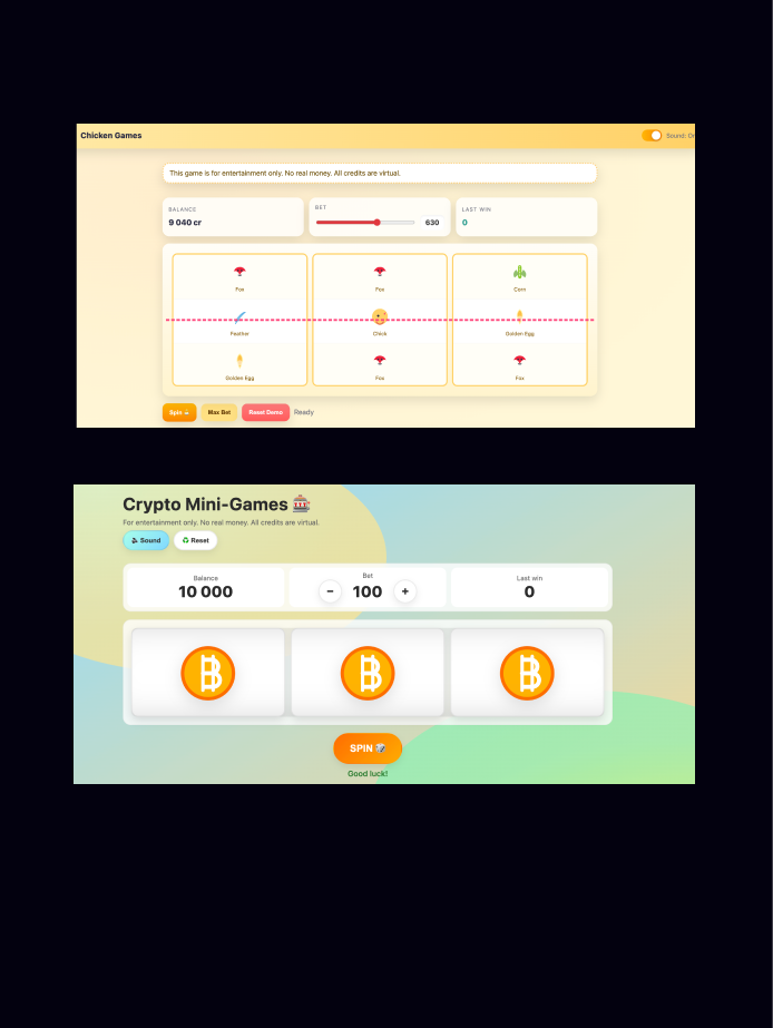 Preview: mini-game landing (Dynamic App Page)